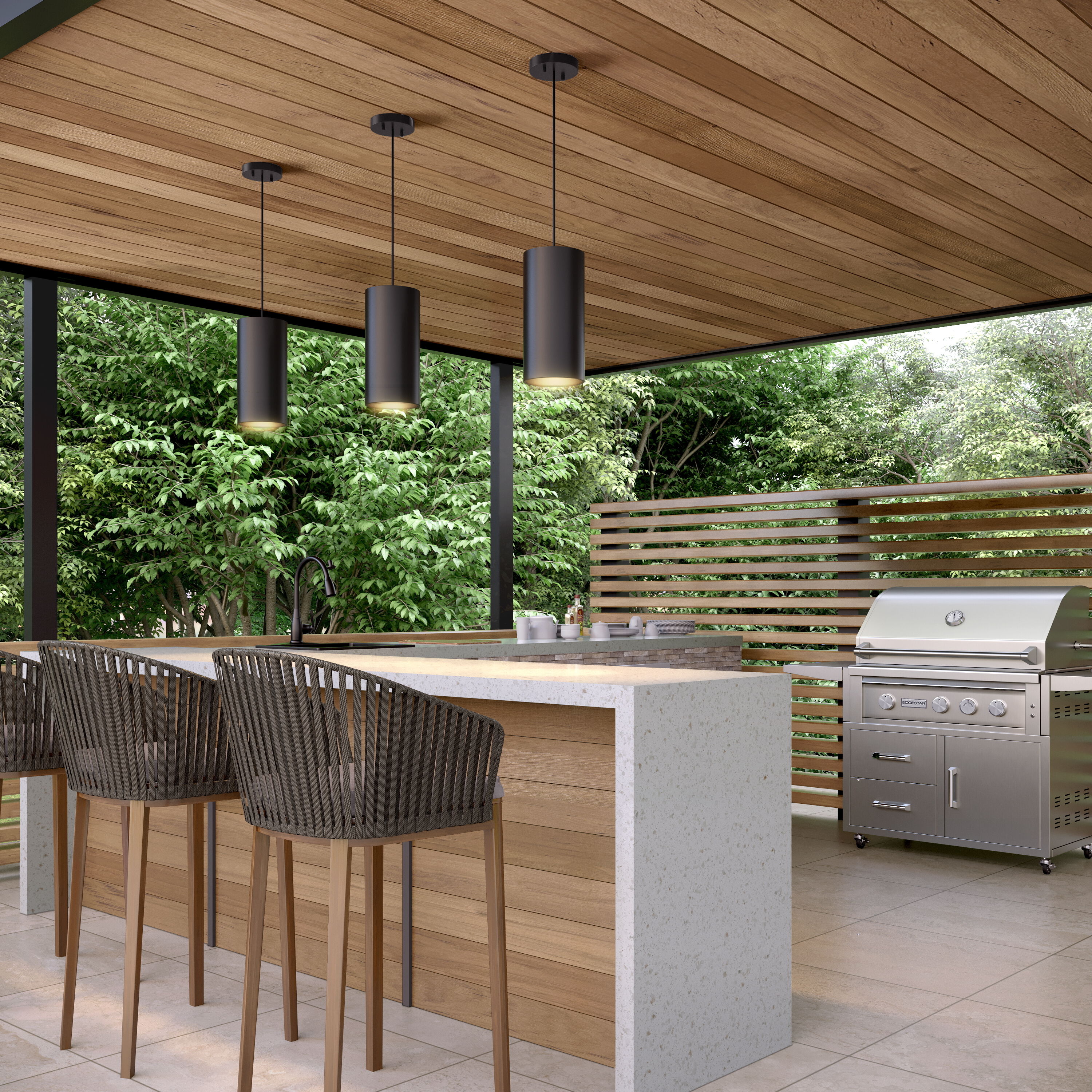 Searcy 1 Light 5.91 inch Powder Coated Black Outdoor Hanging Pendant